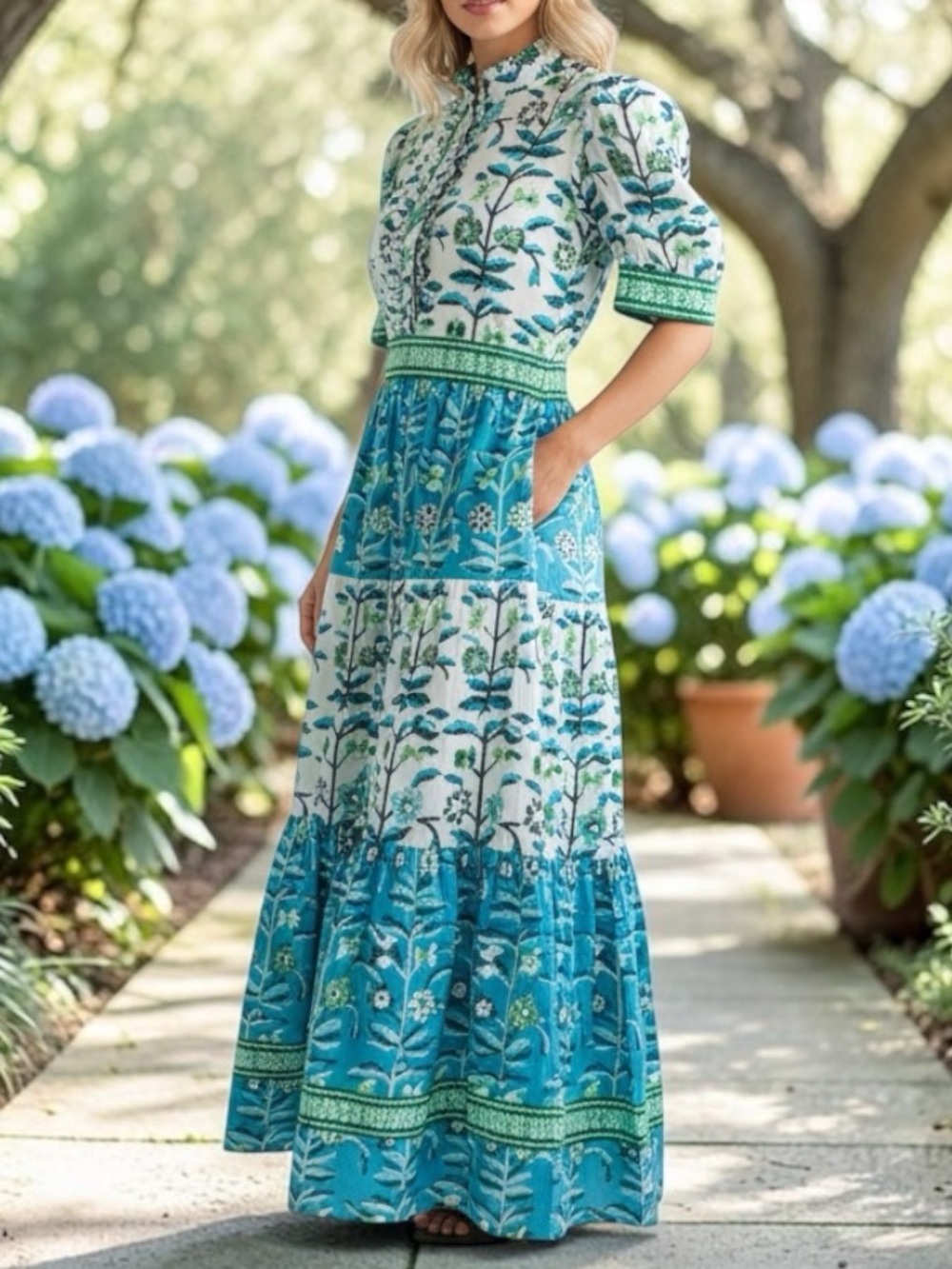 CK Bradley Annabelle Floral Maxi Dress Wildflower Blue Medium Cottagecore $358